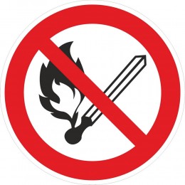 Знак Запрещается пользоваться открытым огнем 150x150